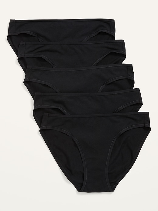 Image number 1 showing, Mid-Rise Supima® Cotton-Blend Bikini Underwear 5-Pack