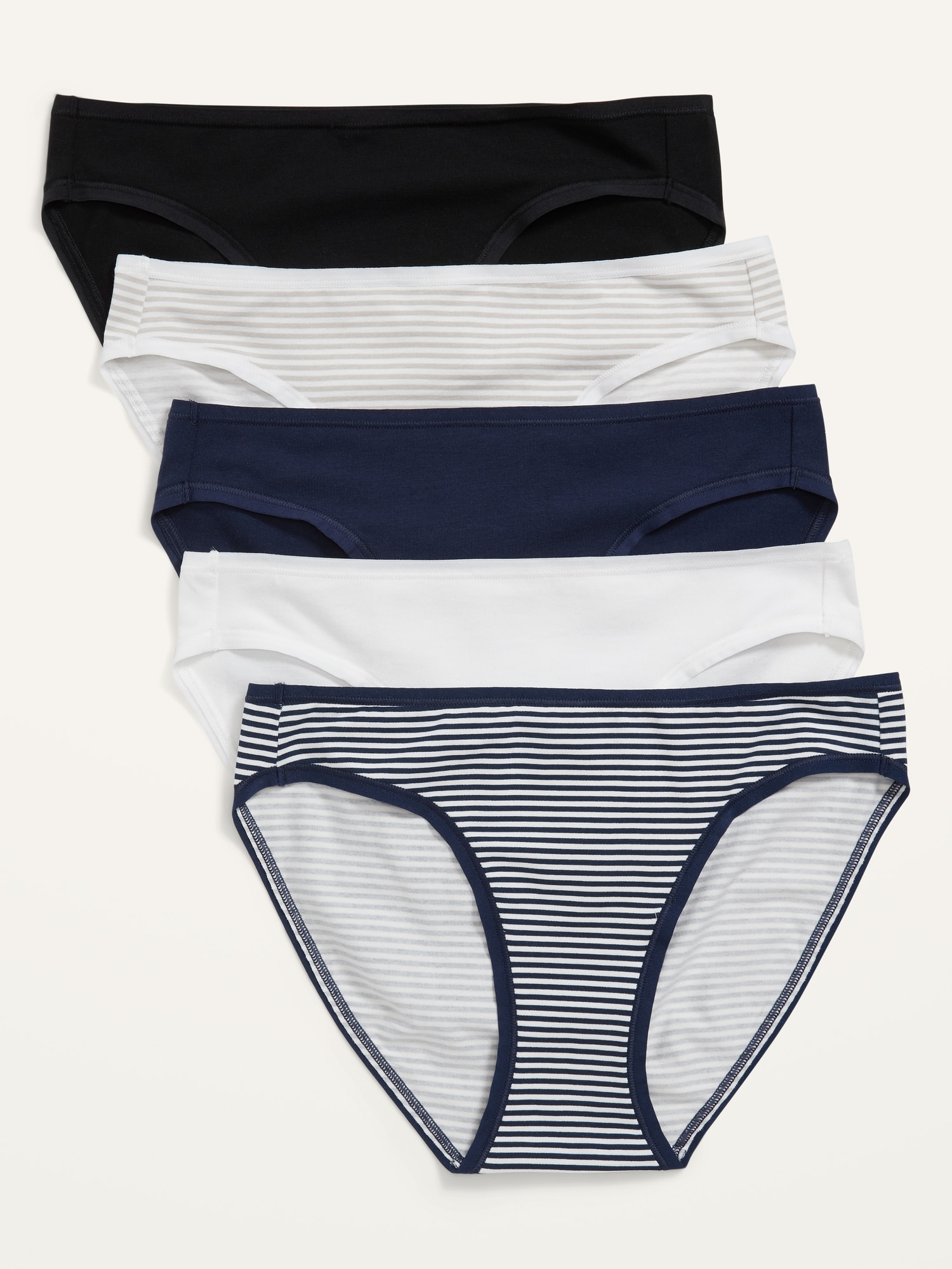 Old Navy Mid-Rise Supima® Cotton-Blend Bikini Underwear 5-Pack for Women beige. 1