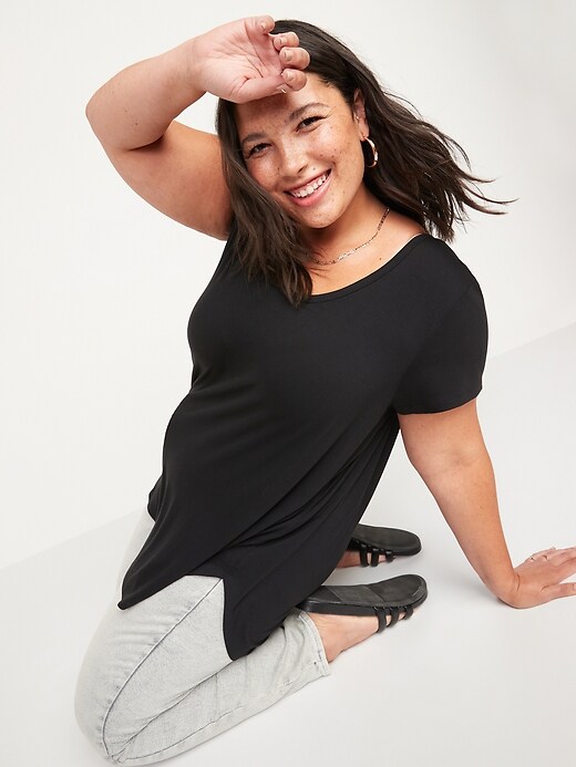 Image number 3 showing, Luxe Short-Sleeve Voop-Neck Tunic T-Shirt