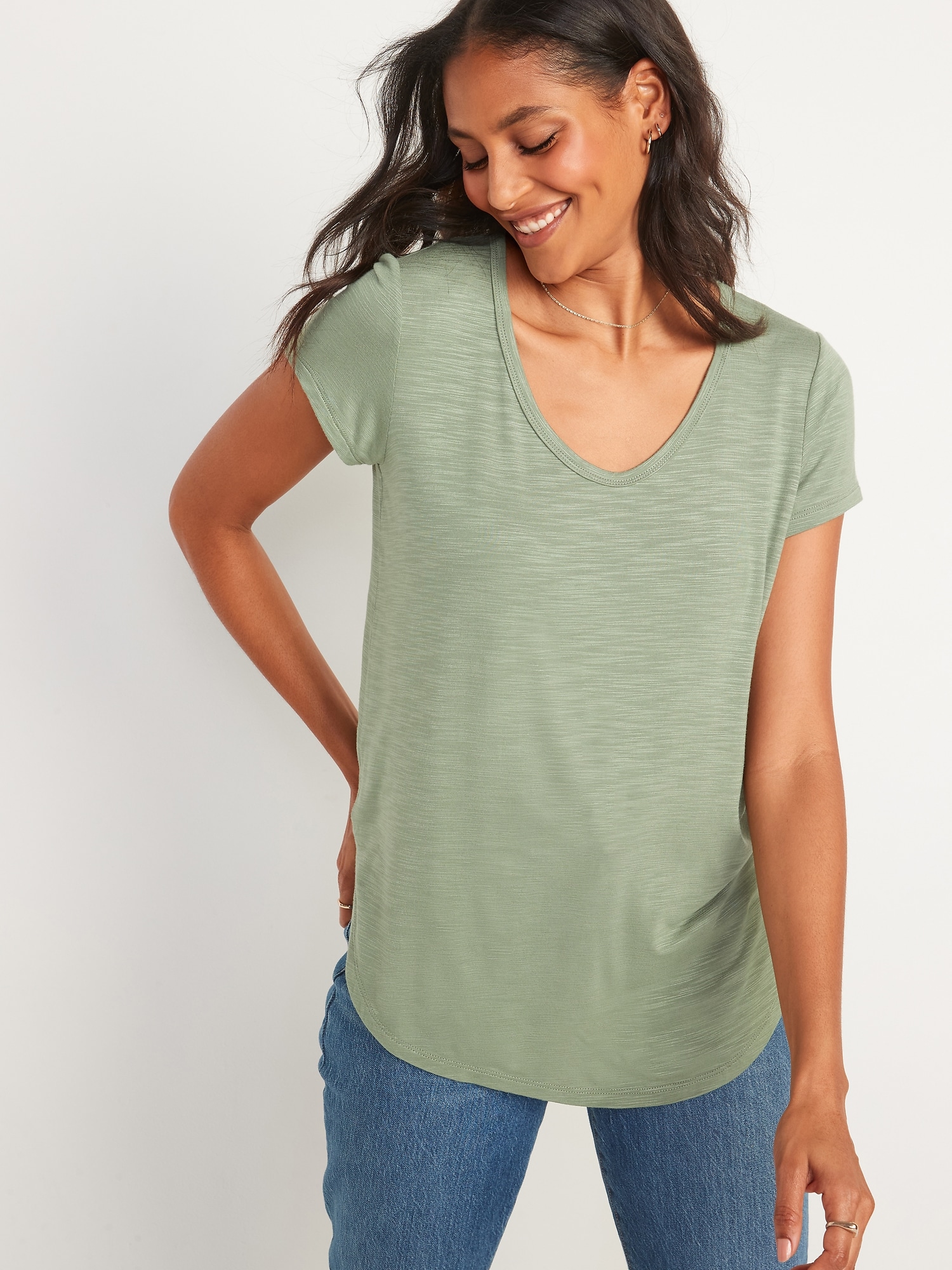 Luxe Slub Knit Voop Neck Tunic T Shirt For Women Old Navy 