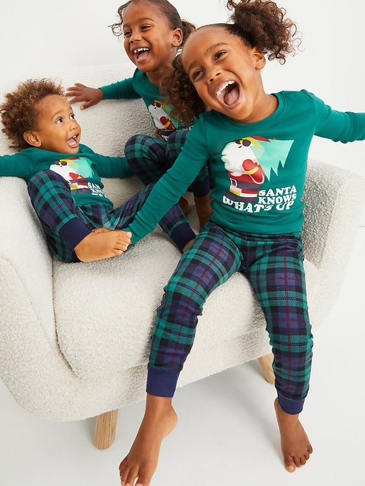 View large product image 1 of 2. Unisex Matching Print Snug-Fit Pajama Set for Toddler & Baby