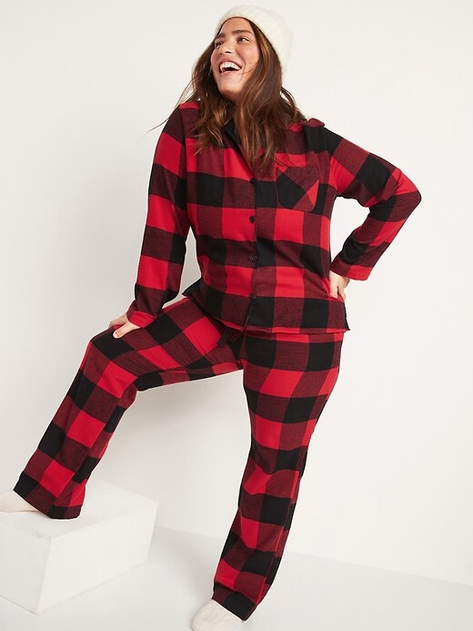 Image number 7 showing, Matching Printed Flannel Pajama Set for Women