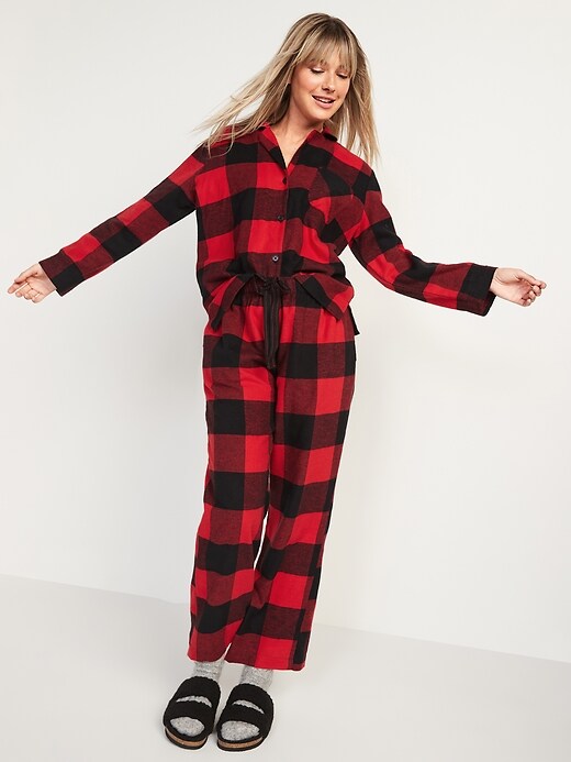 Image number 5 showing, Matching Printed Flannel Pajama Set for Women
