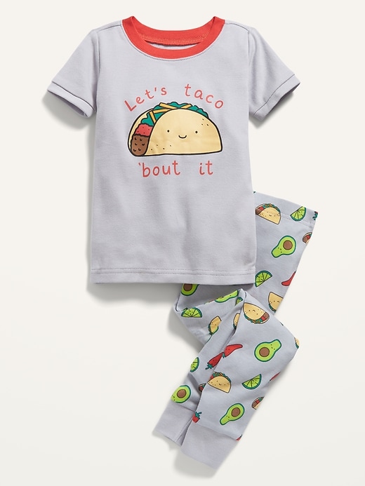 View large product image 1 of 2. Unisex "Let's Taco 'Bout It" Pajama Set for Toddler & Baby