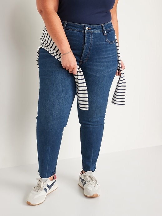 Image number 7 showing, High-Waisted Button-Fly O.G. Straight Cut-Off Jeans for Women