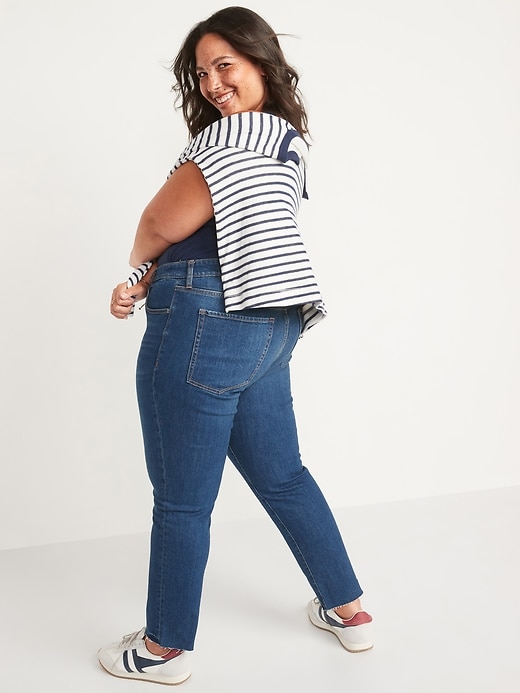 Image number 8 showing, High-Waisted Button-Fly O.G. Straight Cut-Off Jeans for Women