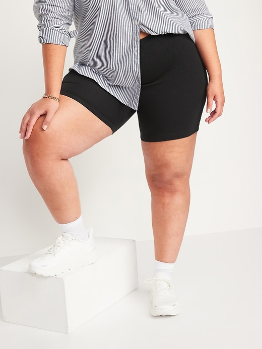 High Waisted Jersey Biker Shorts for Women -- 6-inch inseam