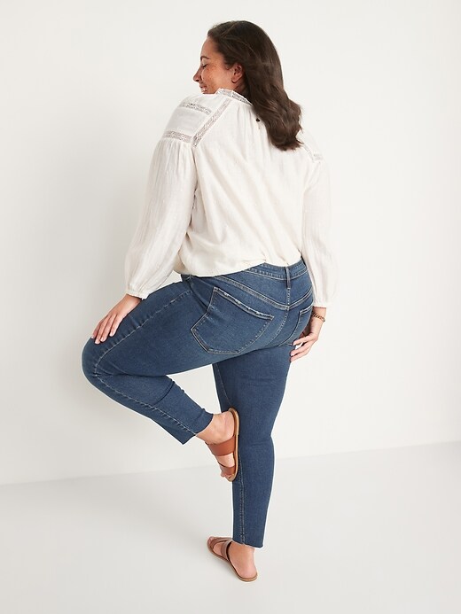 Image number 8 showing, Mid-Rise Rockstar Super-Skinny Cut-Off Jeans for Women