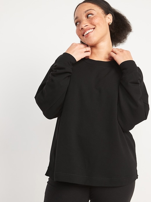 Image number 1 showing, Maternity Long-Sleeve Cozy-Knit Crew-Neck Nursing Top