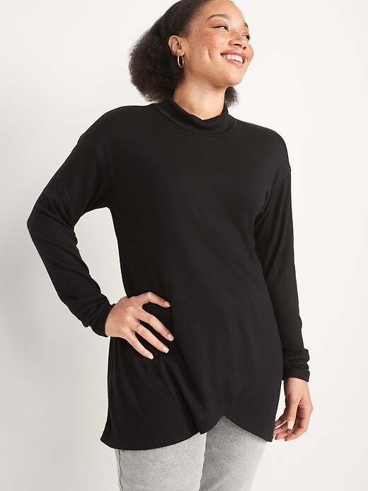 Image number 1 showing, Maternity Cozy-Knit Cross-Front Nursing Tunic