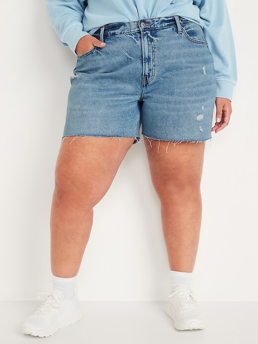Image number 7 showing, High-Waisted Slouchy Straight Ripped Cut-Off Jean Shorts for Women -- 5-inch inseam