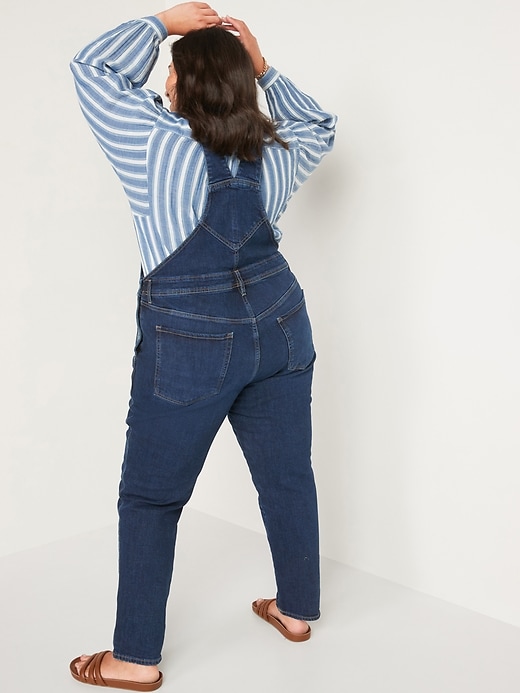 Image number 8 showing, O.G. Straight Dark-Wash Jean Overalls for Women