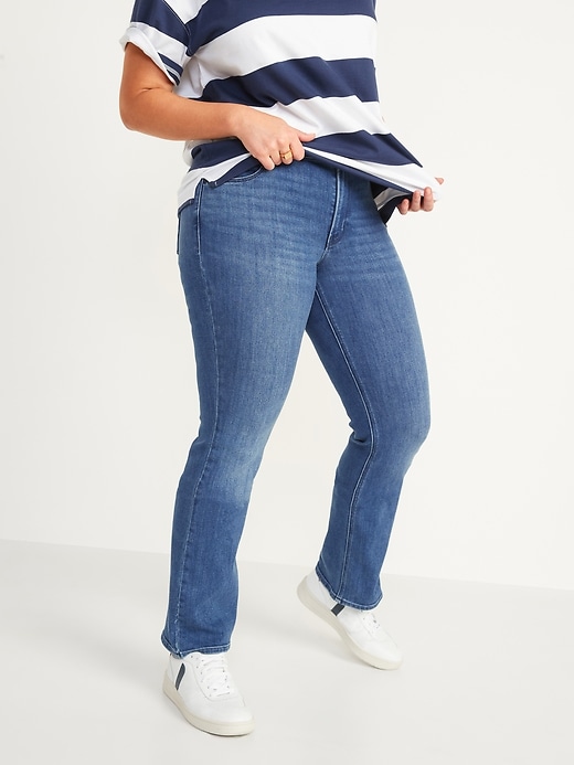 Image number 1 showing, Mid-Rise Medium-Wash Boot-Cut Jeans for Women