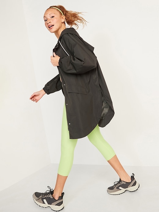 Image number 3 showing, Water-Resistant Long Hooded Utility Anorak Jacket