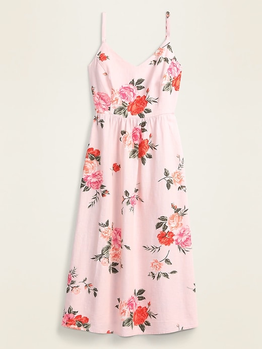 Image number 1 showing, Floral Linen-Blend Fit & Flare Midi Sundress