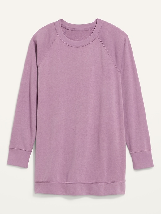 Loose-Fit French-Terry Crew-Neck Tunic for Women