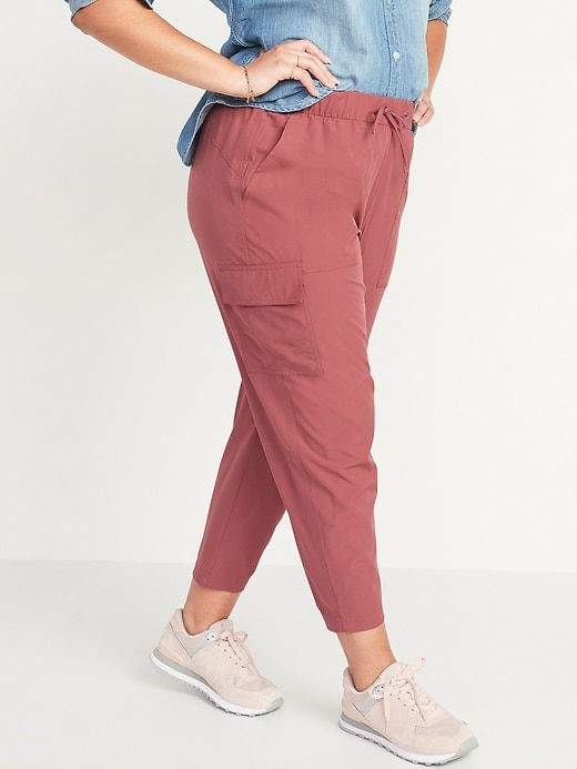 Image number 1 showing, High-Waisted StretchTech Cargo Ankle Pants