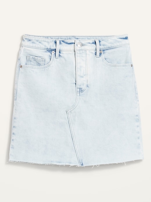 Image number 4 showing, High-Waisted Button-Fly Frayed-Hem Jean Skirt for Women