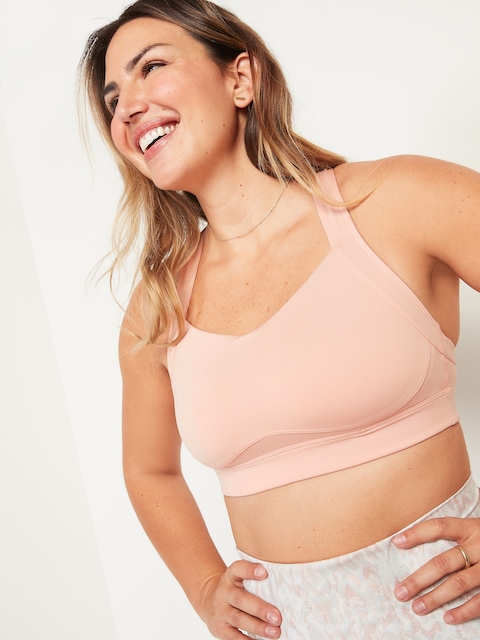 High Support Cross-Back Sports Bra for Women XS-XXL - Sugar Coral