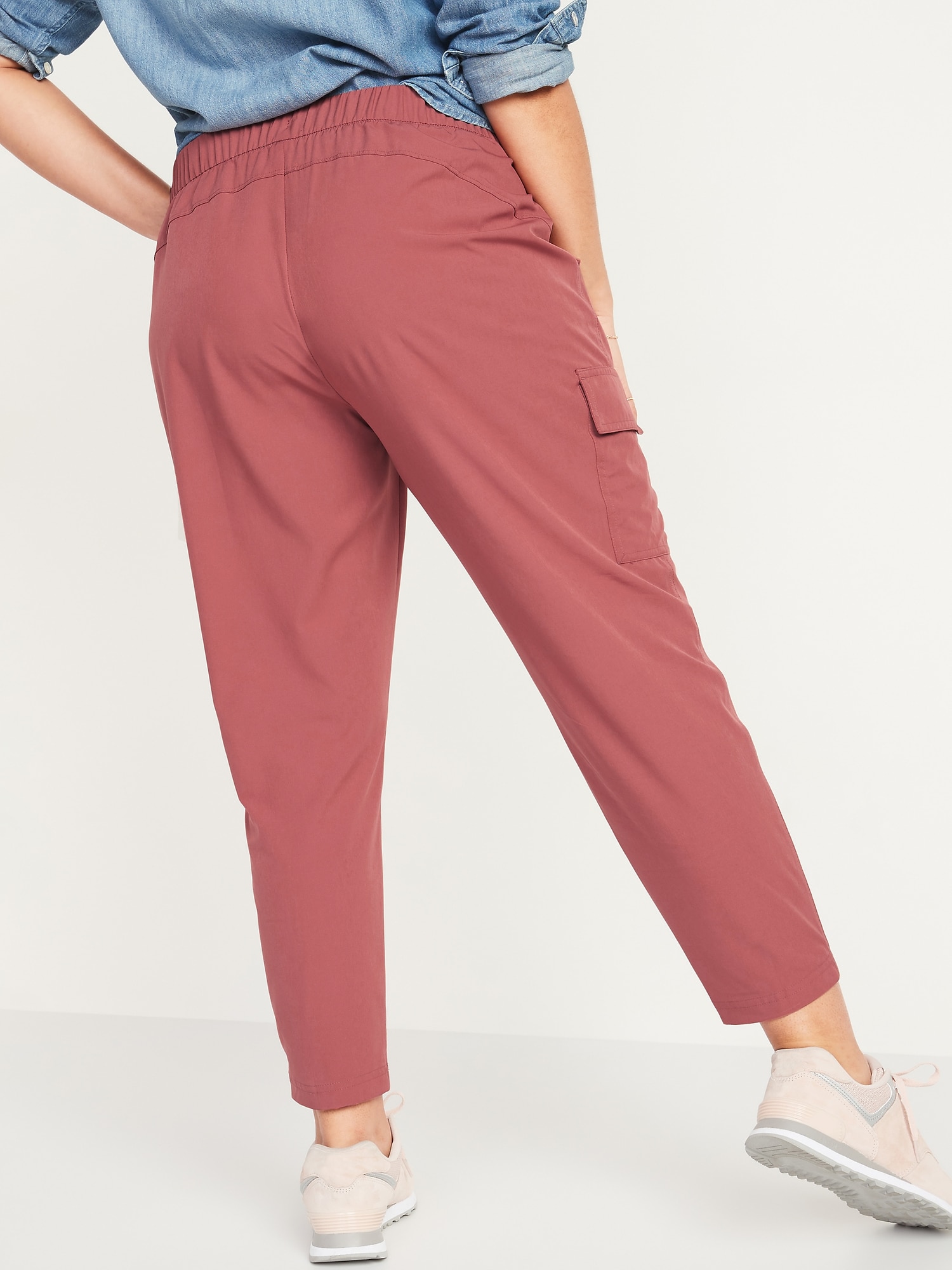 High-Waisted StretchTech Cargo Ankle Pants