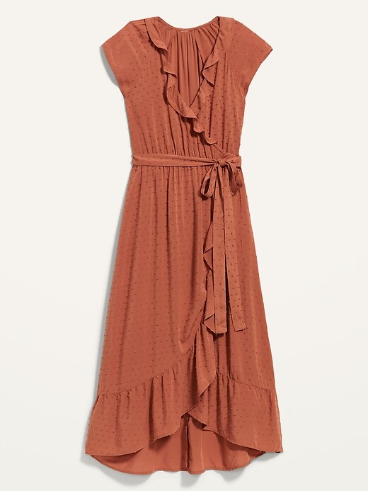 Image number 3 showing, Ruffled Clip-Dot Fit & Flare Midi Wrap Dress for Women