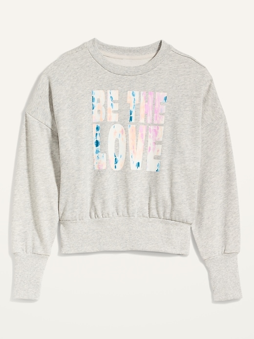 Image number 3 showing, Loose Graphic Cropped Crew-Neck Sweatshirt