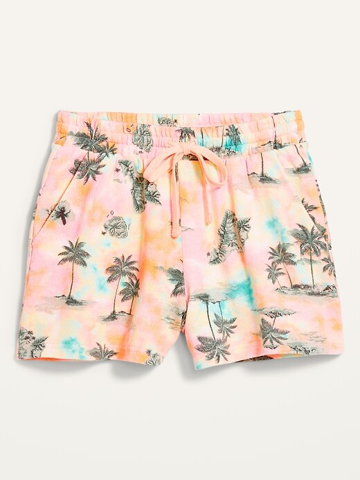 Image number 3 showing, High-Waisted Printed Cali-Fleece Shorts -- 3-inch inseam