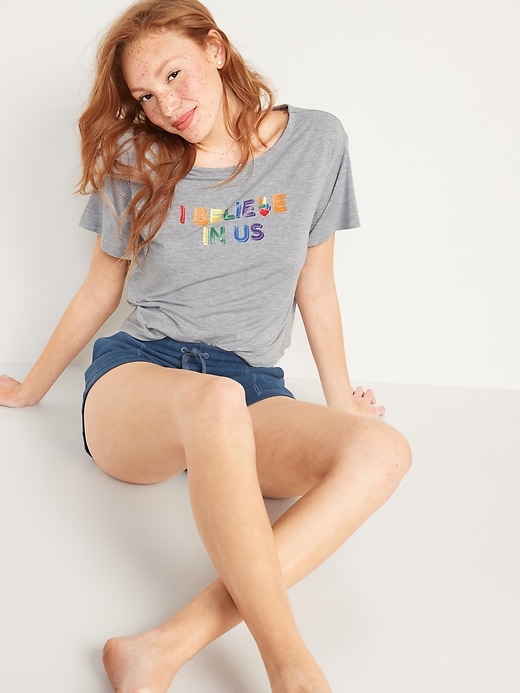 Image number 3 showing, Loose Sunday Sleep Ultra-Soft Pride Graphic Cropped Tee