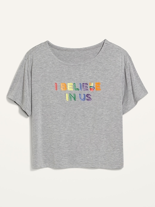 Image number 4 showing, Loose Sunday Sleep Ultra-Soft Pride Graphic Cropped Tee