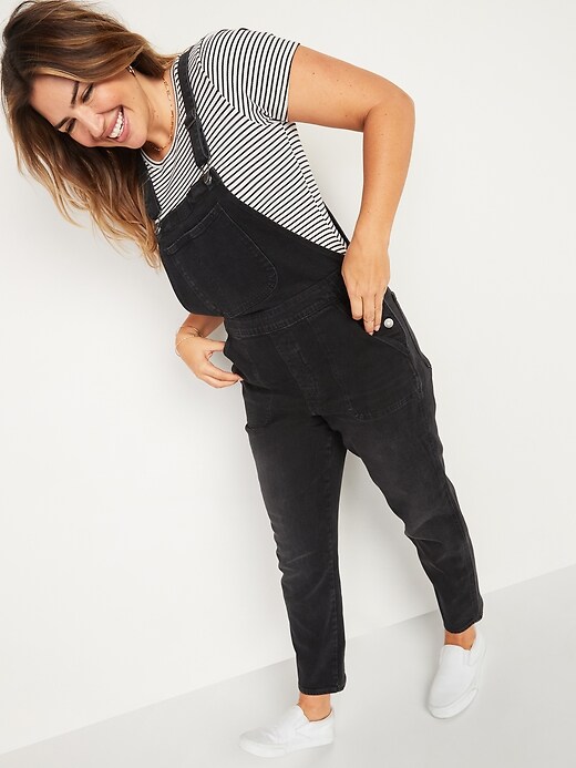 Image number 1 showing, O.G. Straight Black Jean Overalls for Women