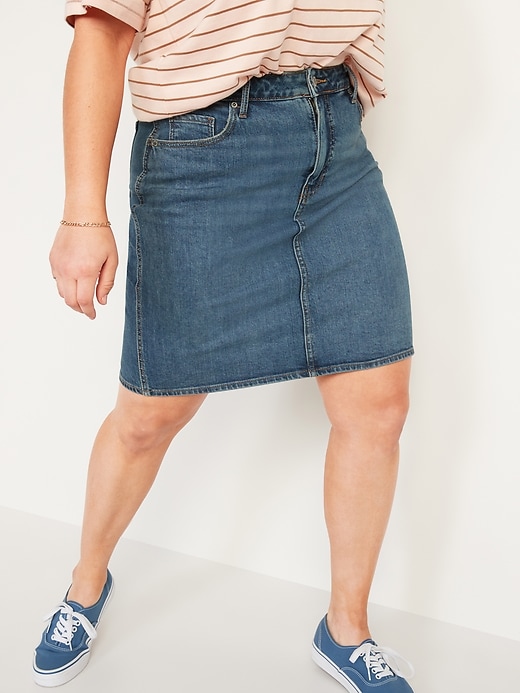 Image number 1 showing, Extra High-Waisted Jean Skirt for Women