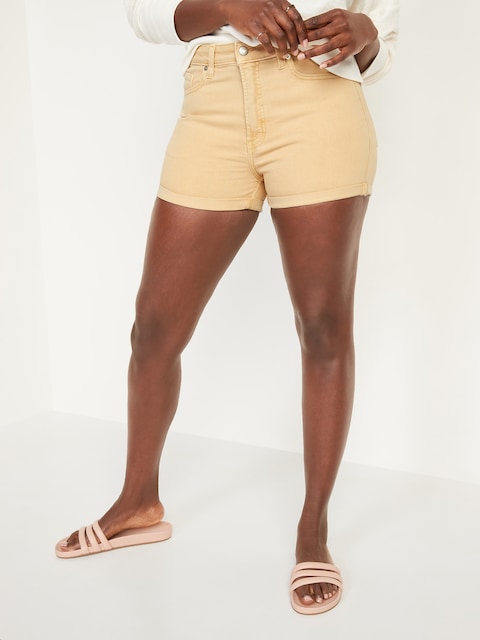 High-Waisted O.G. Straight Mineral-Dye Jean Shorts -- 3-inch inseam