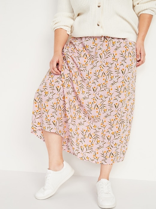 Image number 1 showing, Smocked-Waist Floral-Print Midi Skirt