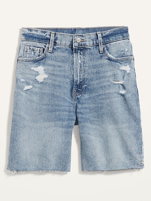 Extra High-Waisted Sky-Hi Distressed Cut-Off Jean Shorts for Women -- 7 ...