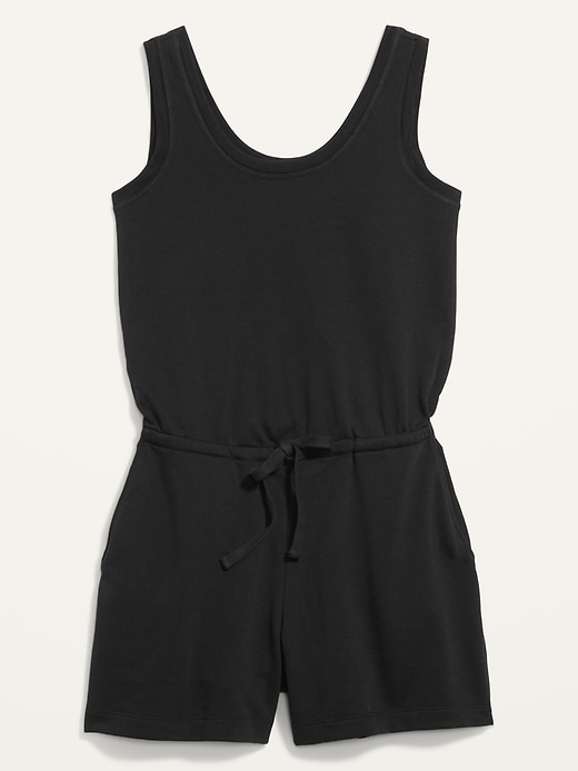 Image number 2 showing, Waist-Defined Sleeveless French Terry Beach Beach Romper for Women -- 4-inch inseam