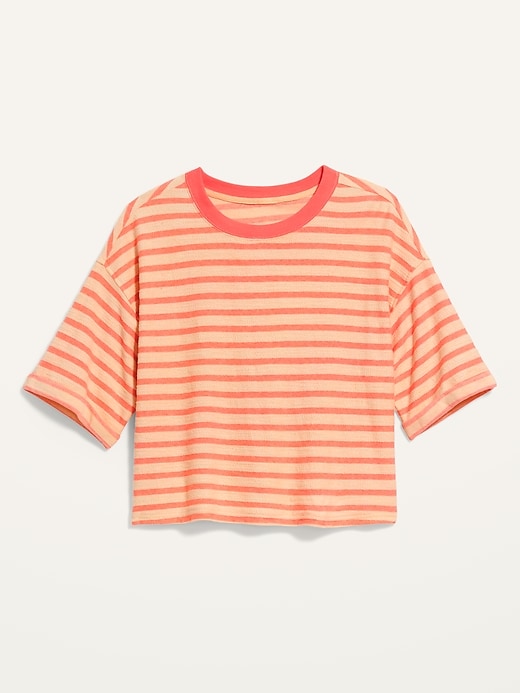 View large product image 2 of 3. Oversized Striped Cali-Fleece Elbow-Sleeve Sweatshirt