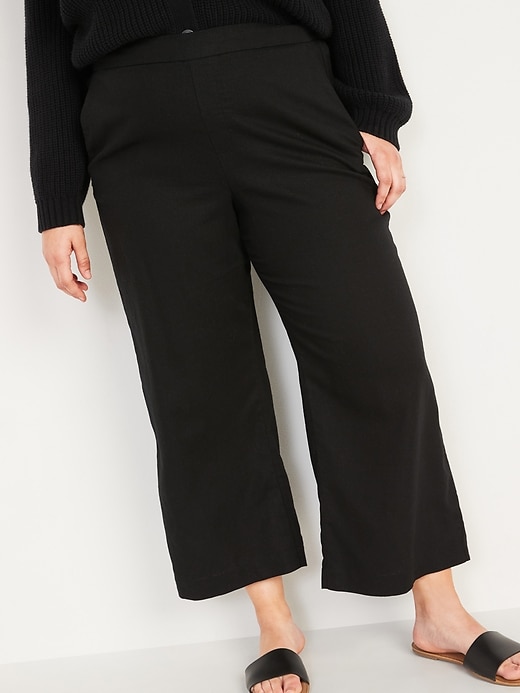 Image number 1 showing, High-Waisted Linen-Blend Culotte Pants for Women