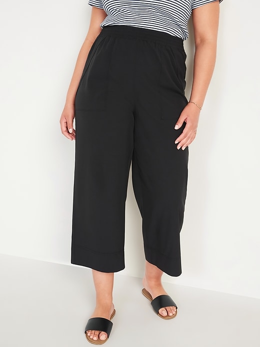 Image number 1 showing, High-Waisted StretchTech Wide-Leg Crop Pants