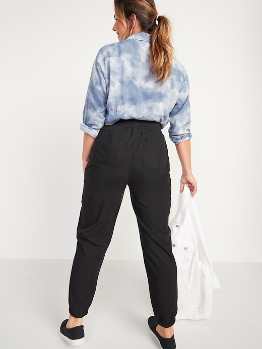 Image number 2 showing, High-Waisted Poplin Tapered Jogger Cargo Pants