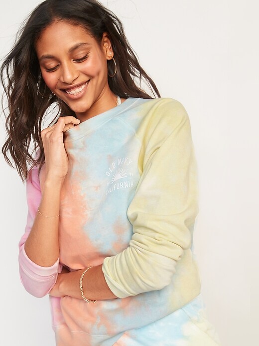Image number 5 showing, Logo-Graphic Tie-Dyed Sweatshirt for Women