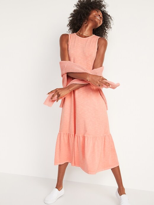 tiered midi dress old navy Old Navy | Dresses | Old Navy Sleeveless Ruffle Neck Tiered Midi Dress