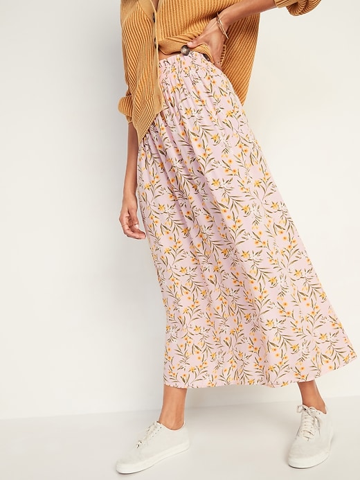 Image number 5 showing, Smocked-Waist Floral-Print Midi Skirt