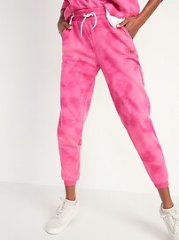 View large product image 3 of 3. Mid-Rise Tie-Dyed Logo-Graphic Sweatpants