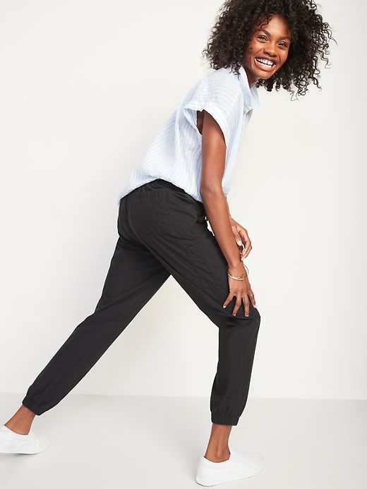 Image number 6 showing, High-Waisted Poplin Tapered Jogger Cargo Pants for Women