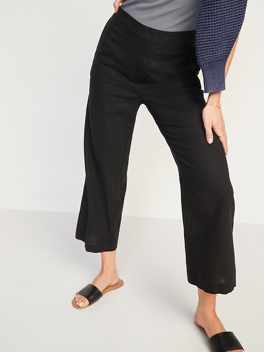 Image number 5 showing, High-Waisted Linen-Blend Culotte Pants for Women