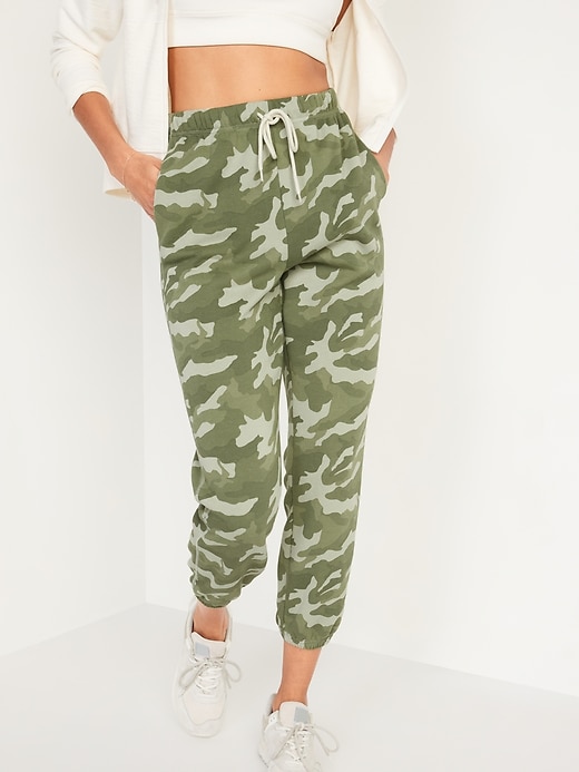 Image number 4 showing, Extra High-Waisted Cropped French-Terry Classic Jogger Sweatpants