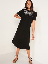 View large product image 3 of 3. Embroidered Midi Swing Dress for Women
