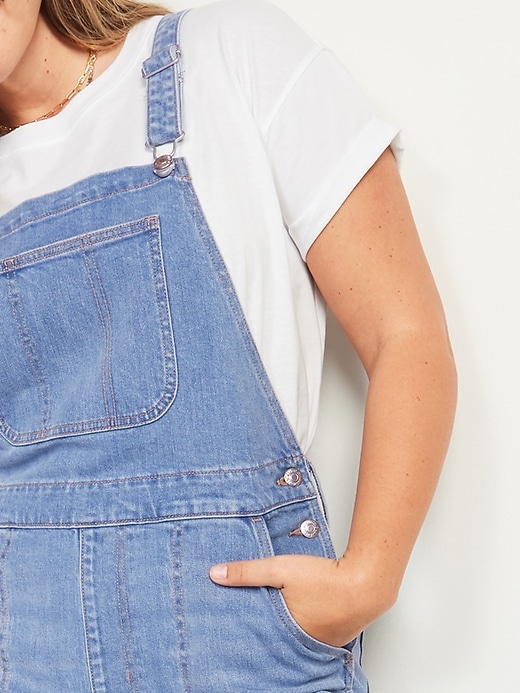Image number 3 showing, O.G. Straight Medium-Wash Jean Overalls for Women