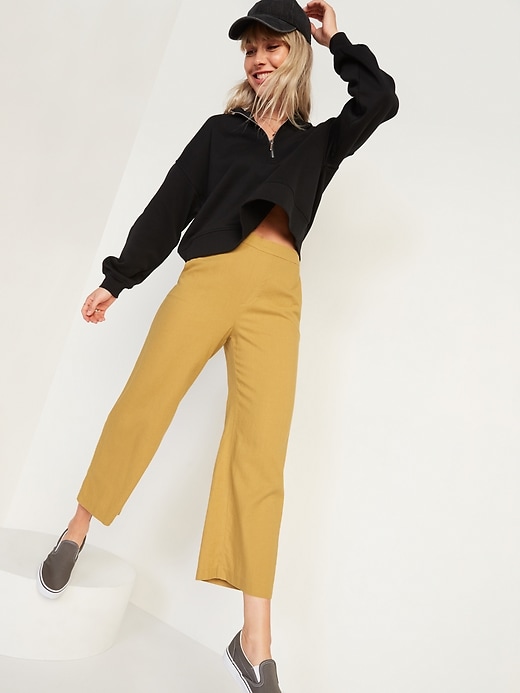Image number 2 showing, High-Waisted Linen-Blend Culotte Pants for Women