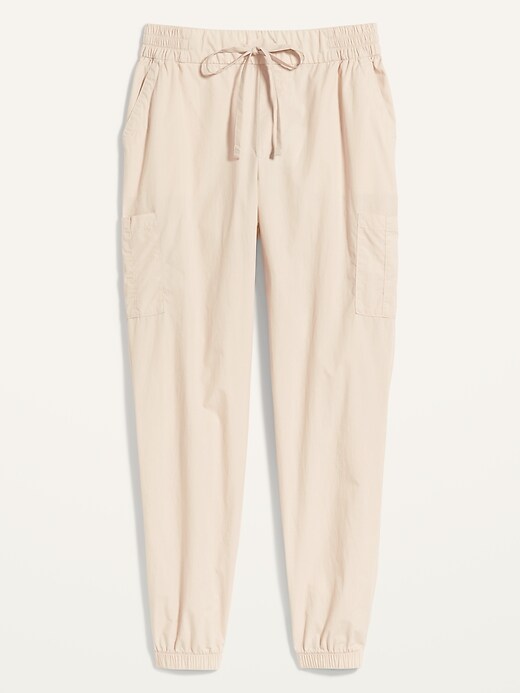 Image number 4 showing, High-Waisted Poplin Tapered Jogger Cargo Pants for Women